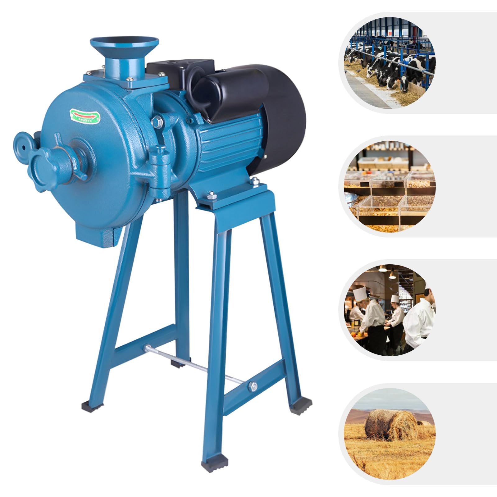 2200W Electric Grain Mill Grinder - Commercial Heavy Duty Corn & Wheat Flour Mill Machine with Adjustable Thickness & Funnel - Perfect for Home Baking, Coffee Bean Grinding & Spice Processing (110V)