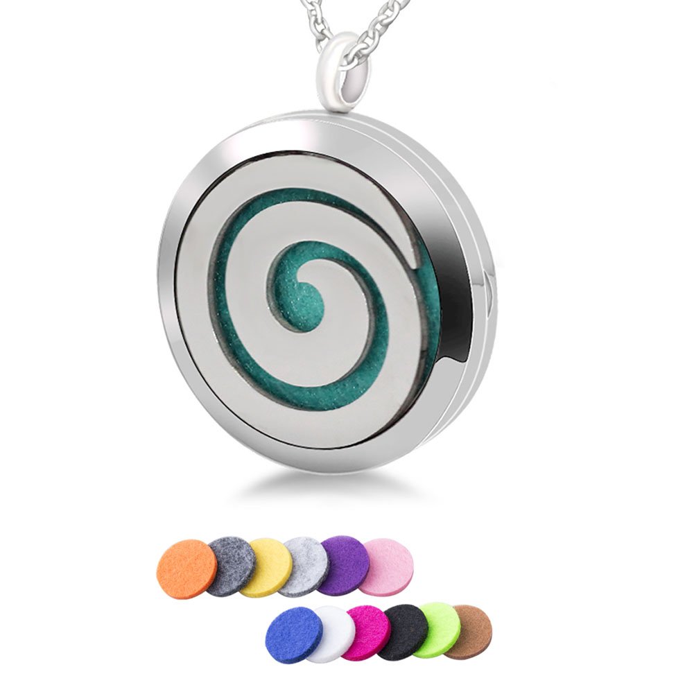 **Aromatherapy Essential Oil Diffuser Necklace – Stainless Steel Spiral Locket Pendant for Women, Perfume Jewelry – Perfect for Stress Relief, Meditation & Yoga**