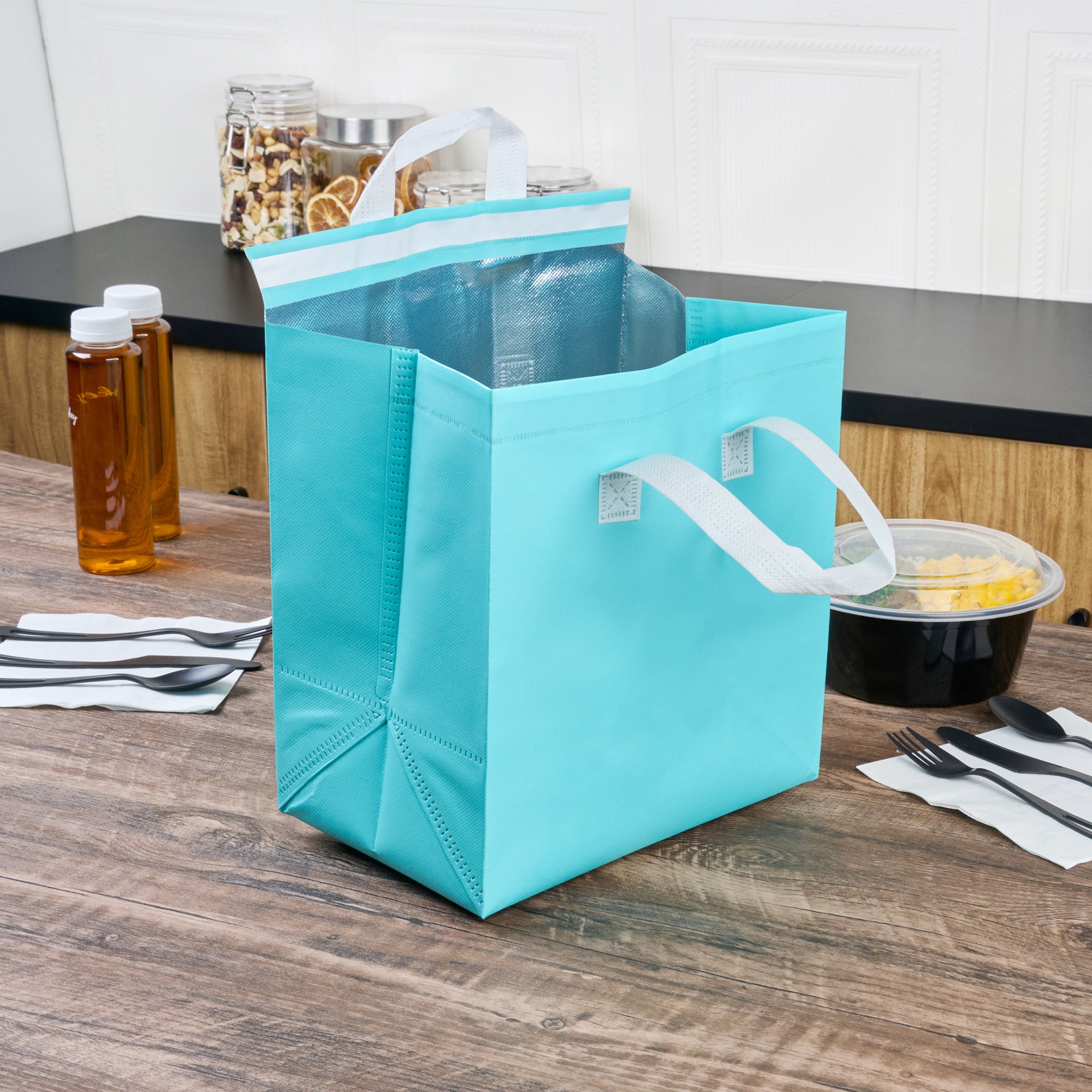 Premium Insulated Takeout Bags - Tamper Evident Food Delivery Bags (10.25