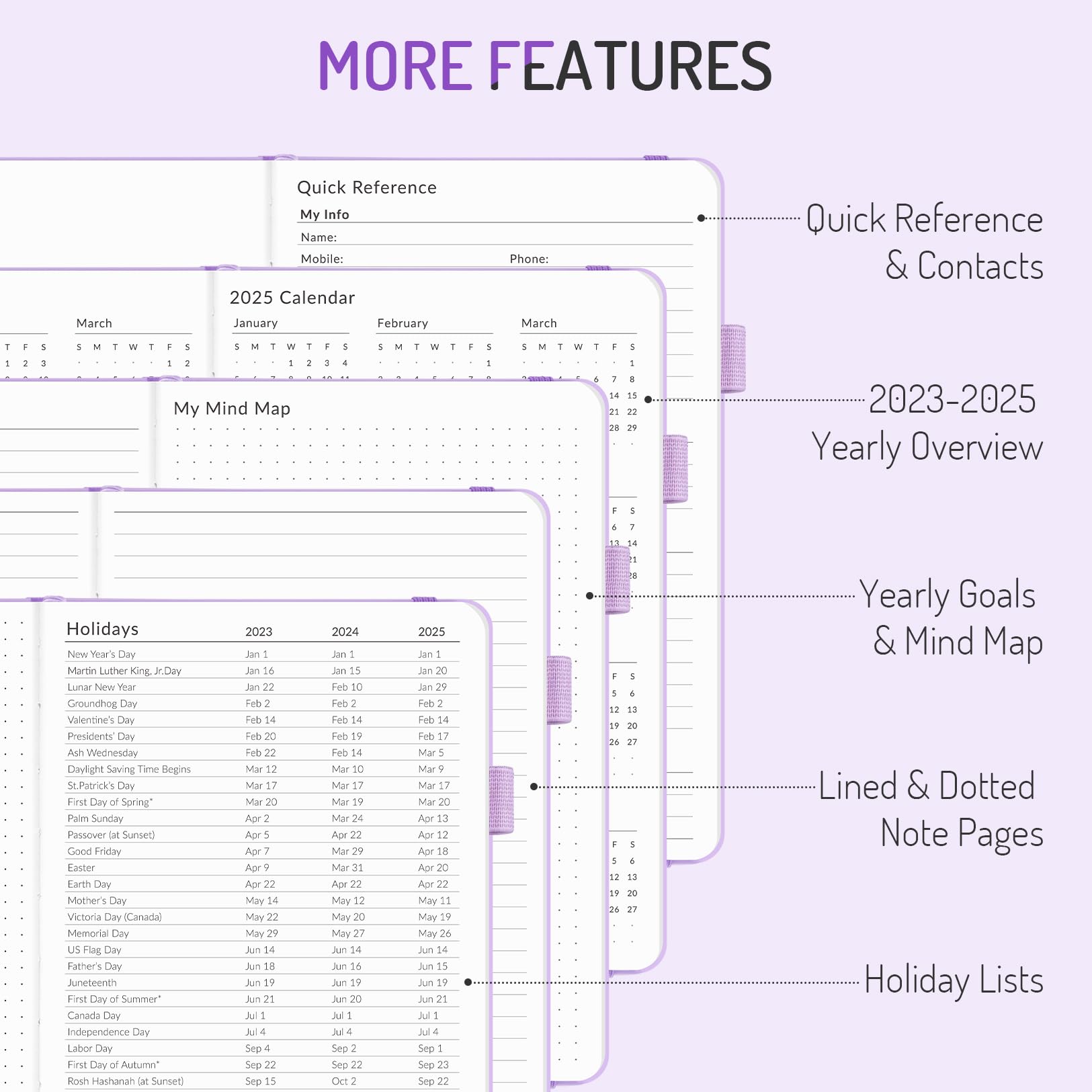 2025 Undated Weekly & Monthly Planner - Forvencer A5 Cute Daily Organizer Notebook for Goal Tracking & Task Management, Start Anytime, Lilac - Perfect for Students, Professionals & Busy Moms