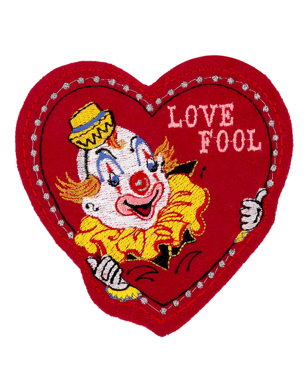 Love Fool Clown Heart Iron-On Patch for DIY Clothing, Jackets & Backpacks - Fun Embroidered Applique for Costumes, Denim & DIY Crafts