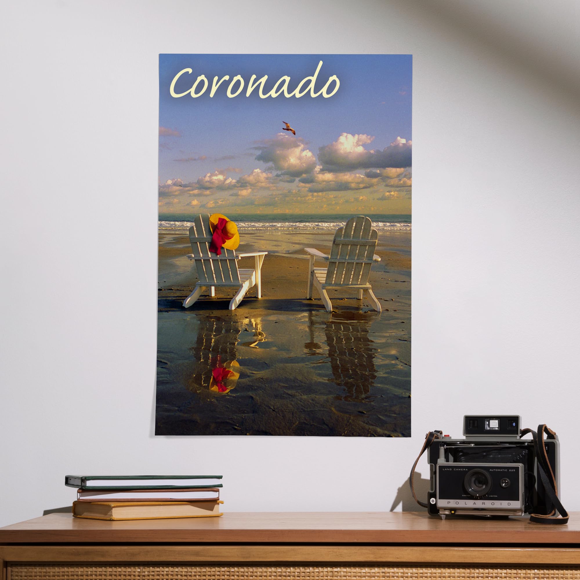 Lantern Press 16x24 Inch Giclee Art Print - Coronado California Beach Scene with Adirondack Chairs - Coastal Wall Decor for Living Room, Bedroom & Office