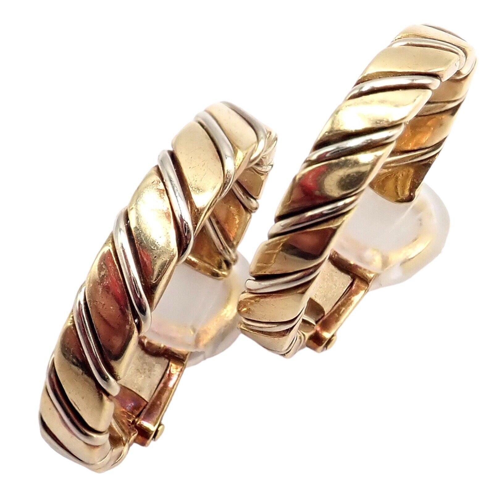 Authentic Pomellato 18k Yellow & White Gold Hoop Earrings - Luxury Italian Jewelry for Women, Perfect for Weddings, Parties & Special Occasions