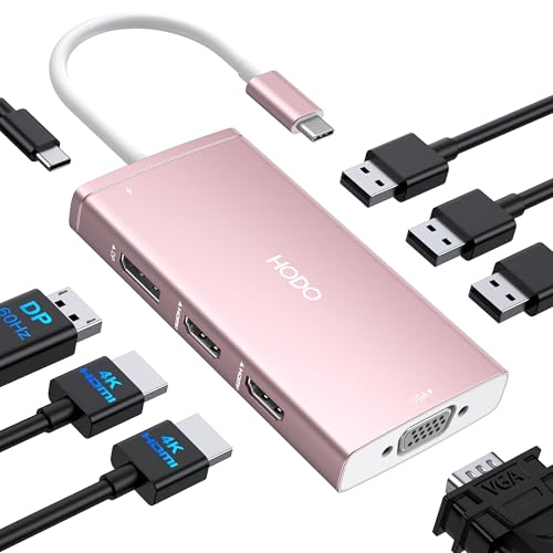 Pink 8 IN 1 Docking Station