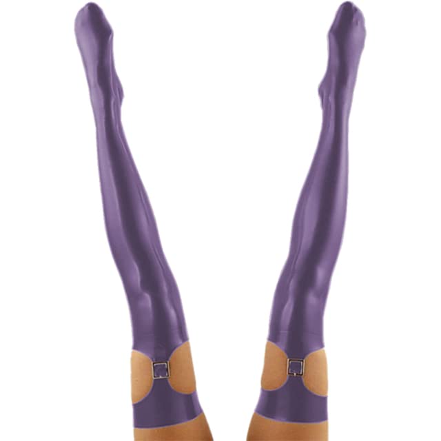 **Sexy Hollow Out Thigh High Stockings - Wetlook PVC Leather Over Knee Socks for Clubwear & Exotic Lingerie - Stretchy & Comfortable for Cosplay, Night Out, and Sensual Wear**