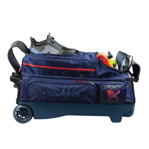 KR Strikeforce Diamond Navy Triple Roller Premium Bowling Bag - Durable 3-Ball Rolling Bowling Bag for Men & Women - Perfect for League Play, Tournaments & Practice Sessions