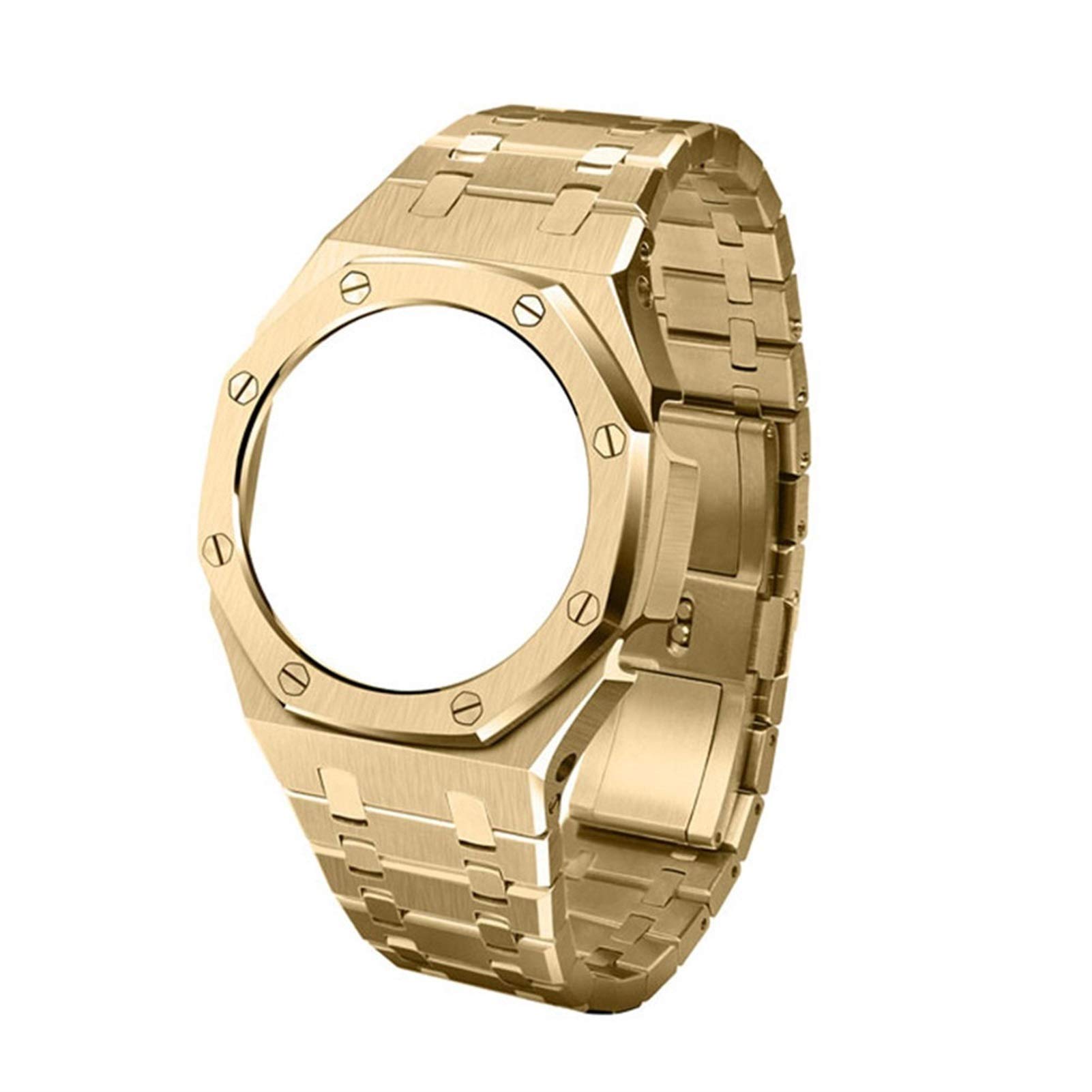 Premium Metal Watch Strap for Casio G-Shock GA-2100 & GA-2110 - 3rd Gen Replacement Band with Bezel (Gold) - Durable Upgrade for Sports, Outdoor & Everyday Wear