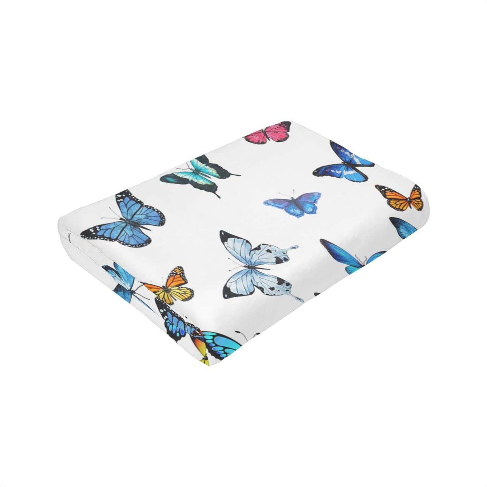 Blue Butterfly Blanket - Ultra Soft & Lightweight Cozy Throw Blanket for Bed, Couch, Sofa (60