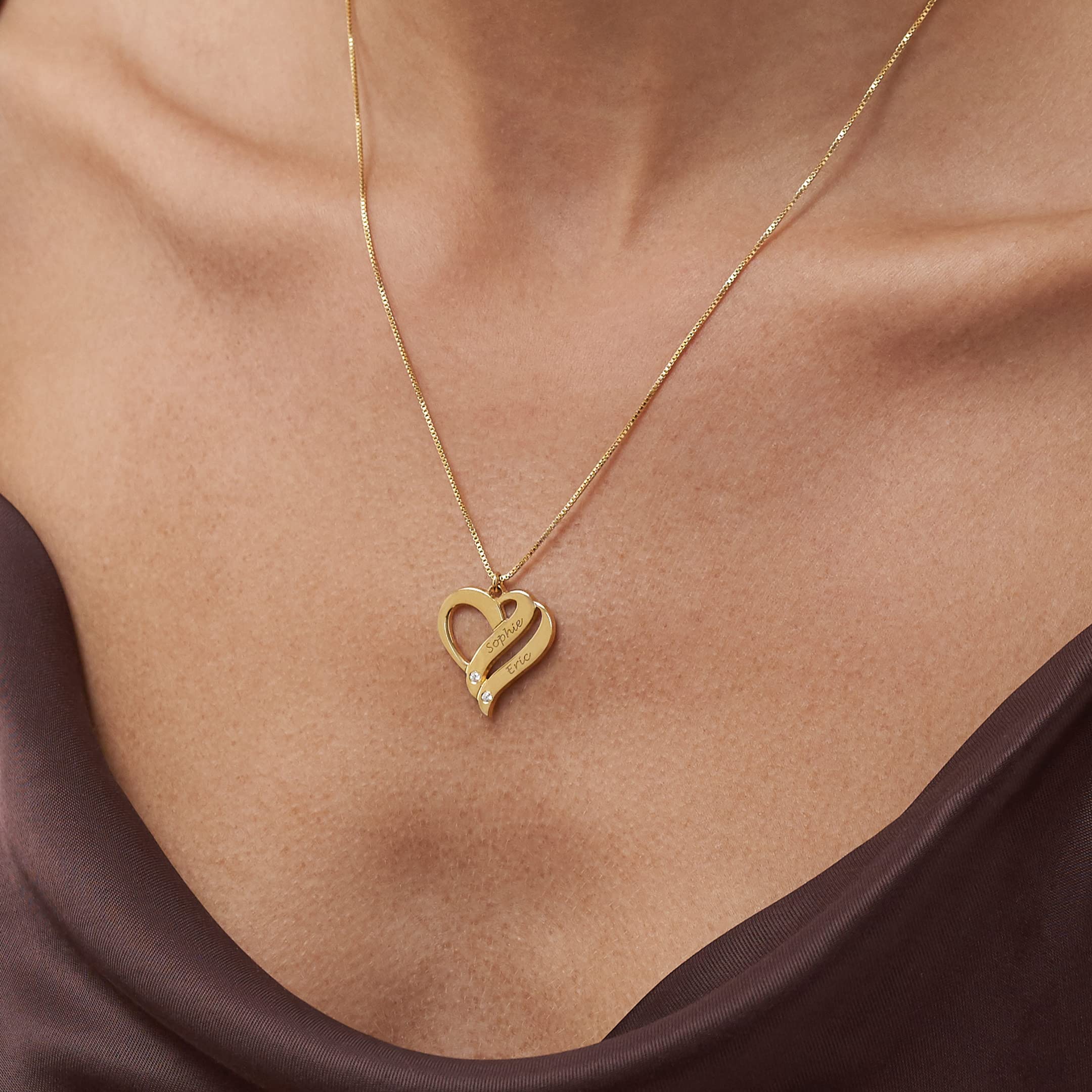 Personalized Two Hearts Forever One Necklace with Birthstones or Diamonds - Custom Name Jewelry for Women, Dainty Gift for Her - Perfect for Mother's Day, Christmas, Birthday & Anniversary - Elegant Everyday Wear & Special Occasion Jewelry