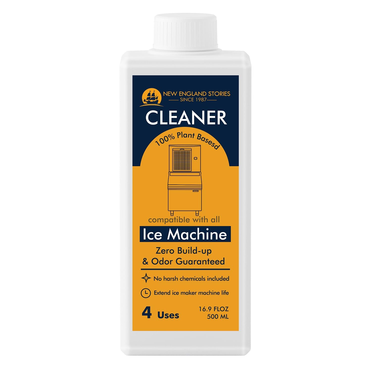 4 Uses Ice Machine Cleaner & Descaler - 16.9 fl oz Nickel Safe Cleaning Solution for GE Opal, Whirlpool 4396808, Scotsman, Manitowoc & Hoshizaki - Professional Ice Maker Maintenance Kit for Restaurants, Bars & Home Use