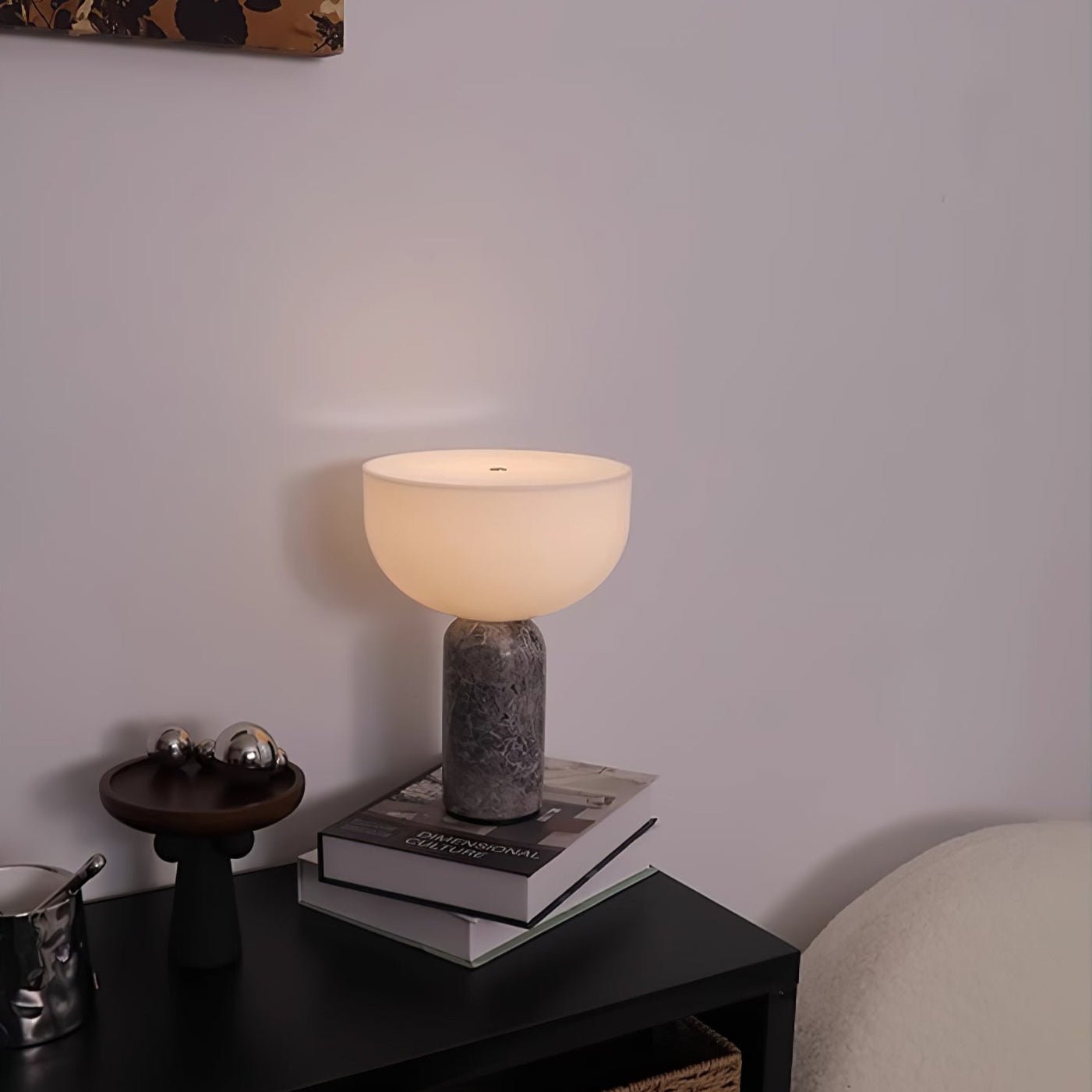 Arno Sphere Marble Table Lamp - Modern LED Nightstand Light with Touch Dimmer for Bedroom, Living Room & Office Decor