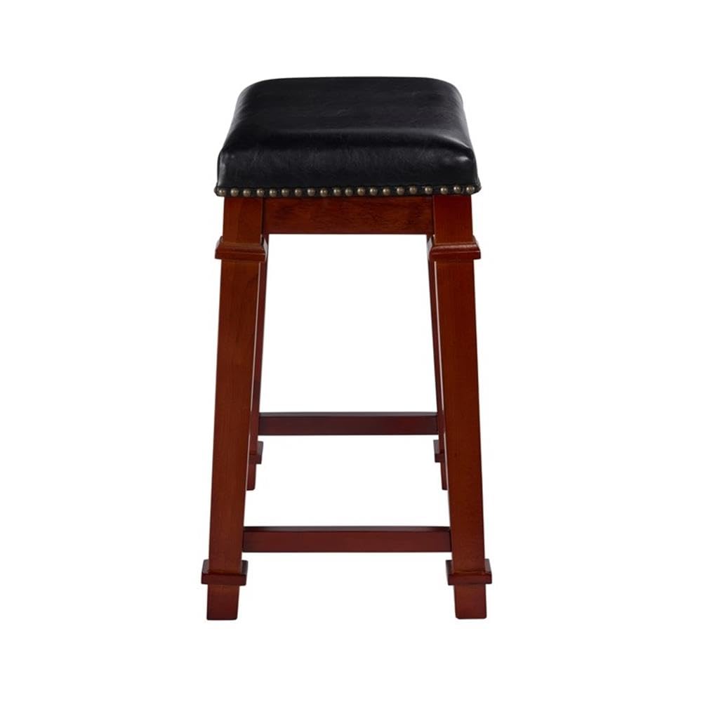 2-Piece Cherry Brown Wood Counter Stool Set 24