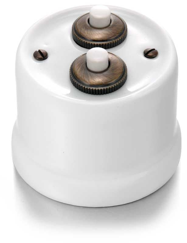 Double Spring Pressure Button - White Porcelain/Antique Bronze - Perfect for DIY Crafts, Jewelry Making, and Clothing Repair