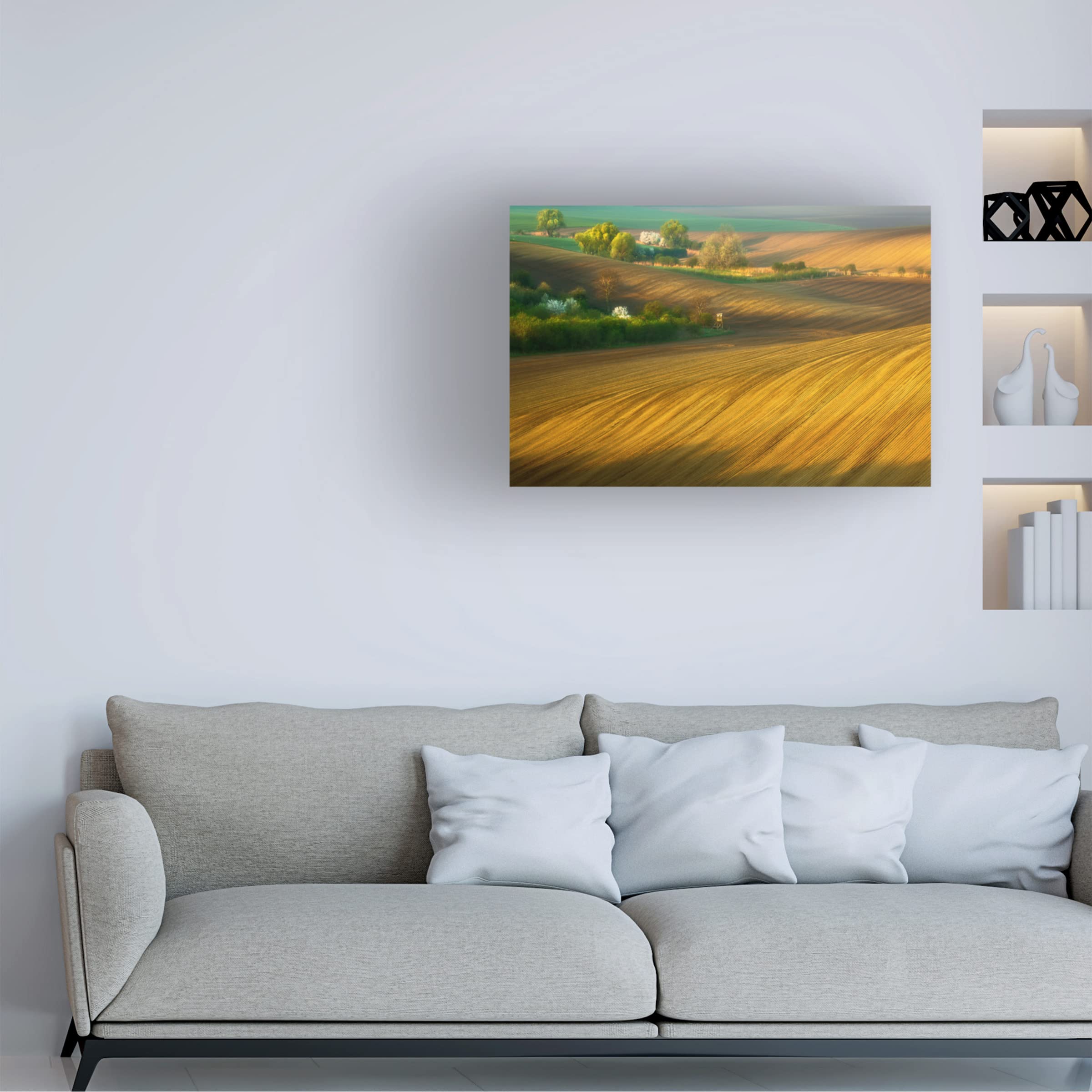 Trademark Fine Art 'Fields' Canvas Wall Art by Krzysztof Browko - Landscape Painting for Living Room, Bedroom & Office Decor