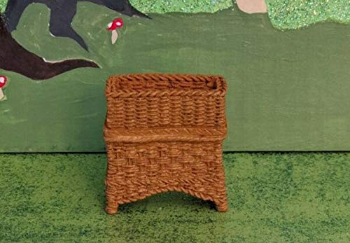 Miniature Faux Wicker Plant Stand - Brown Fairy Garden Accessories for DIY Gnome & Fairy Gardens | Outdoor & Indoor Decor for Patio, Tabletop, or Terrarium Displays