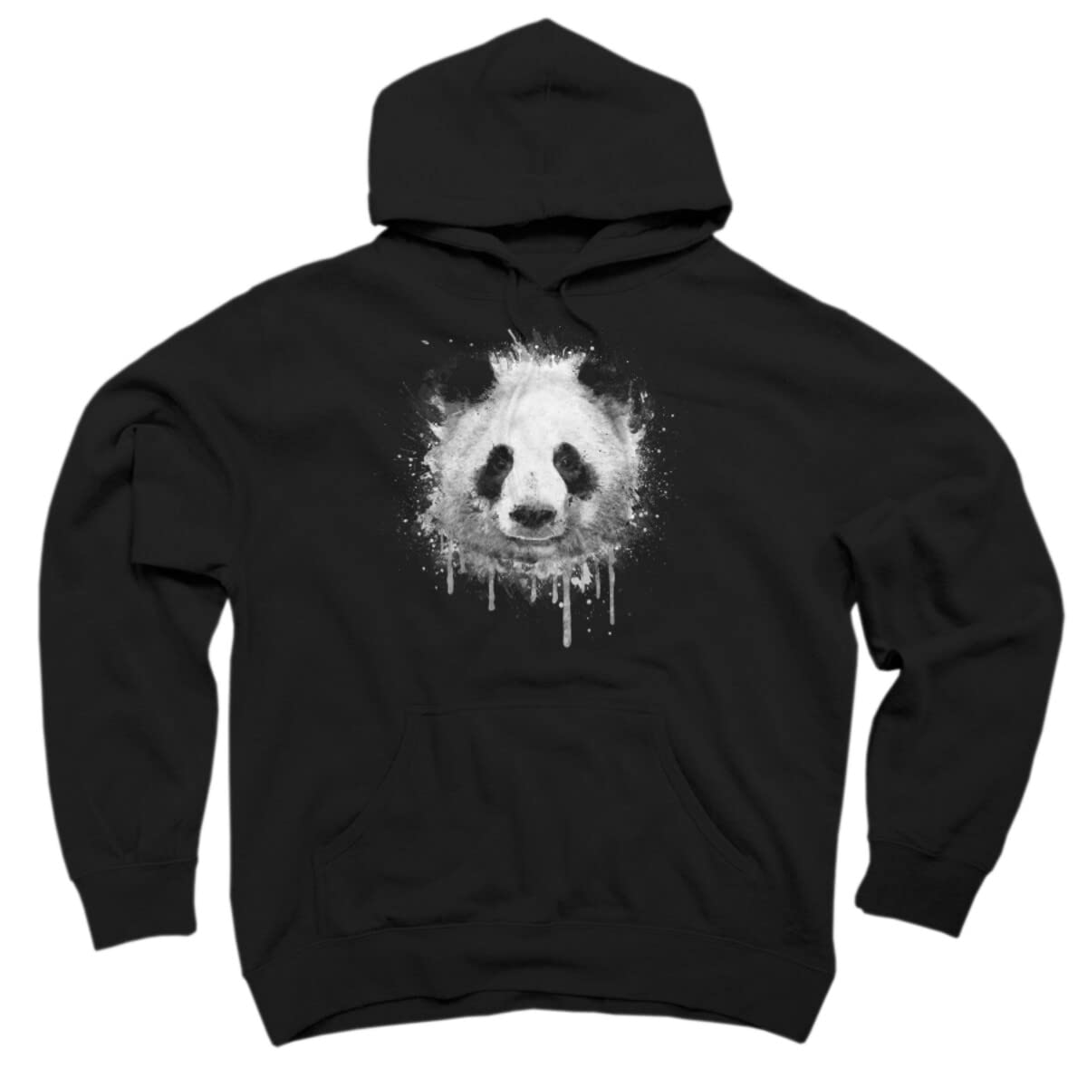 Badbugs Unisex Abstract Graffiti Watercolor Panda Hoodie - Black & White Pullover Sweatshirt for Streetwear & Casual Fashion