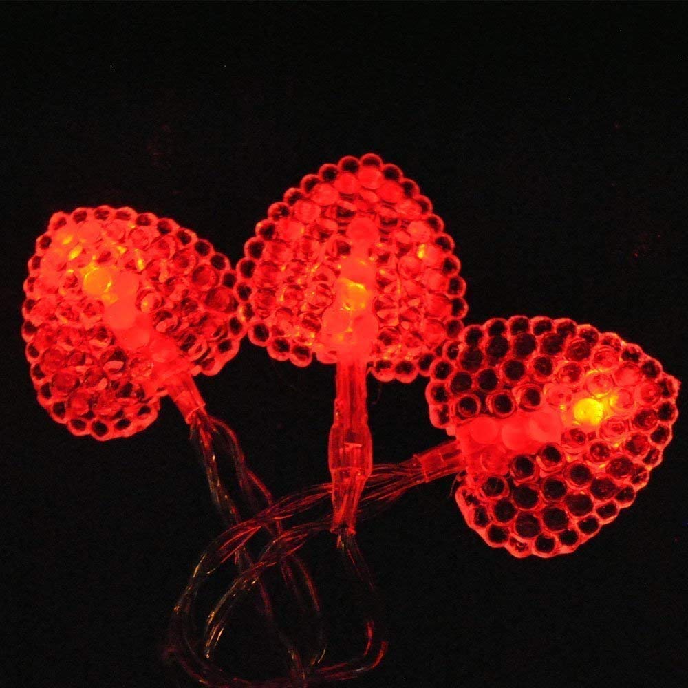 30LED Heart Shaped Solar String Lights - 20ft Outdoor Fairy Lights for Christmas, Weddings & Parties | Waterproof LED Curtain Lights for Home, Kitchen, Window & Wall Decorations (Red) - Perfect for Holiday Decor, Garden Lighting & Romantic Ambiance