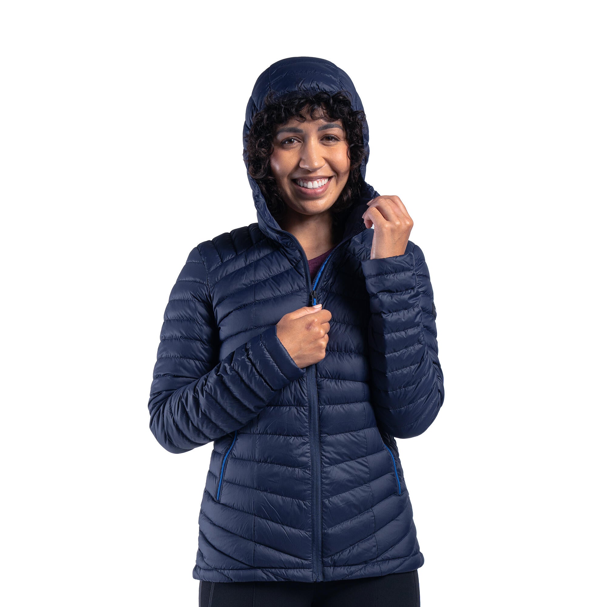 Forclaz Women's MT100 Hooded Down Puffer Jacket - Lightweight Warm Winter Coat for Hiking, Skiing & Outdoor Activities