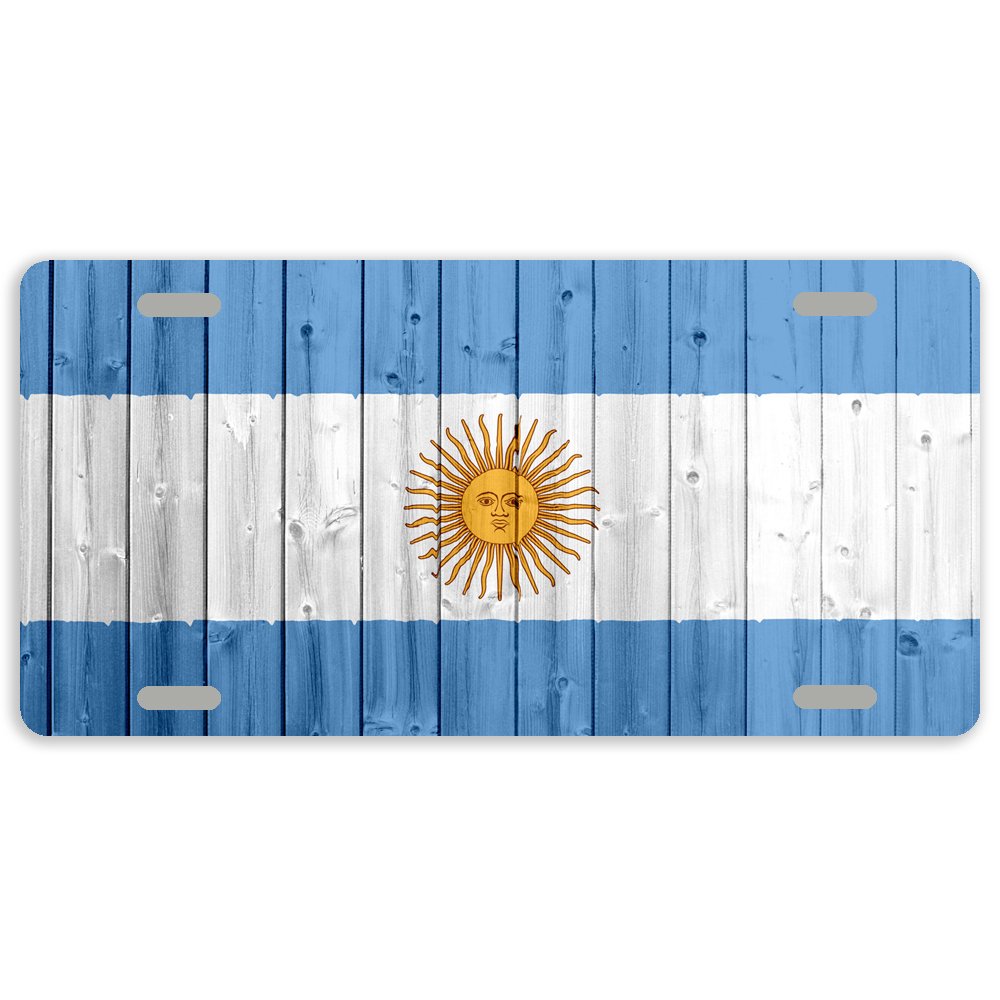 Argentina Flag Metal License Plate Cover - 12 x 6 Inches Car Tag with 4 Holes - Durable Auto Accessory for Cars, Trucks & Motorcycles - Perfect for Showcasing National Pride on Road Trips & Parades