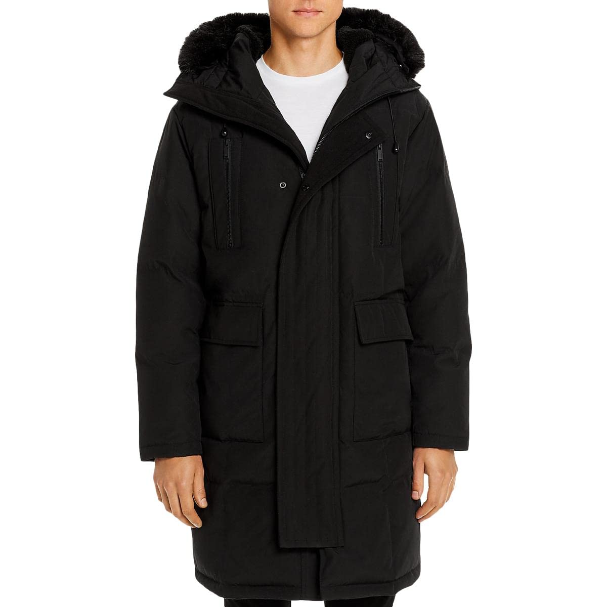 Karl Lagerfeld Paris Men's Down Hooded Parka Coat - Winter Warm Waterproof Jacket for Outdoor Activities & Casual Wear