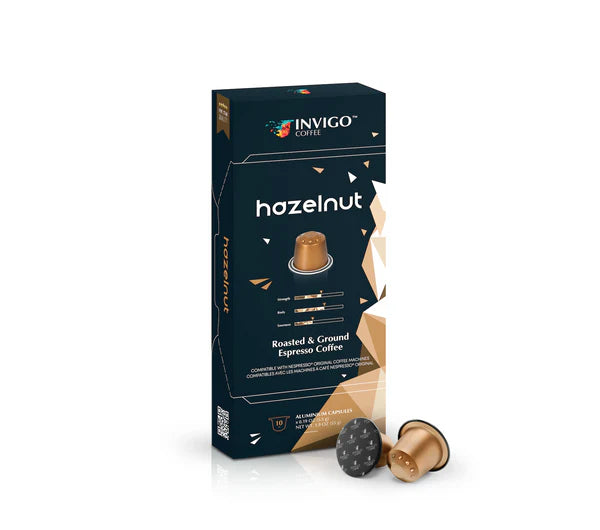 Invigo Coffee Hazelnut Flavor - 10 Single-Serve Pods for Keurig Machines | Perfect for Home & Office Brewing