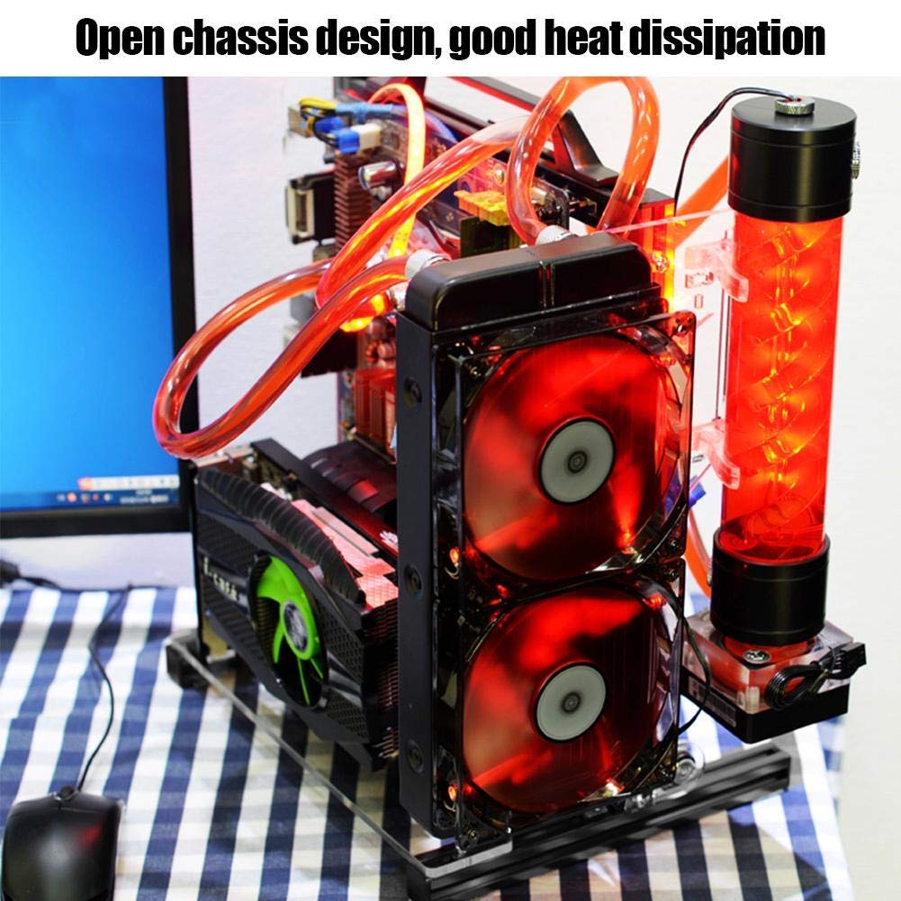 ATX/M-ATX/ITX Open Frame PC Case - Aluminum Vertical Test Bench for Water Cooling & Overclocking | DIY Computer Chassis Bracket for Gaming Rigs & Workstations (Black)