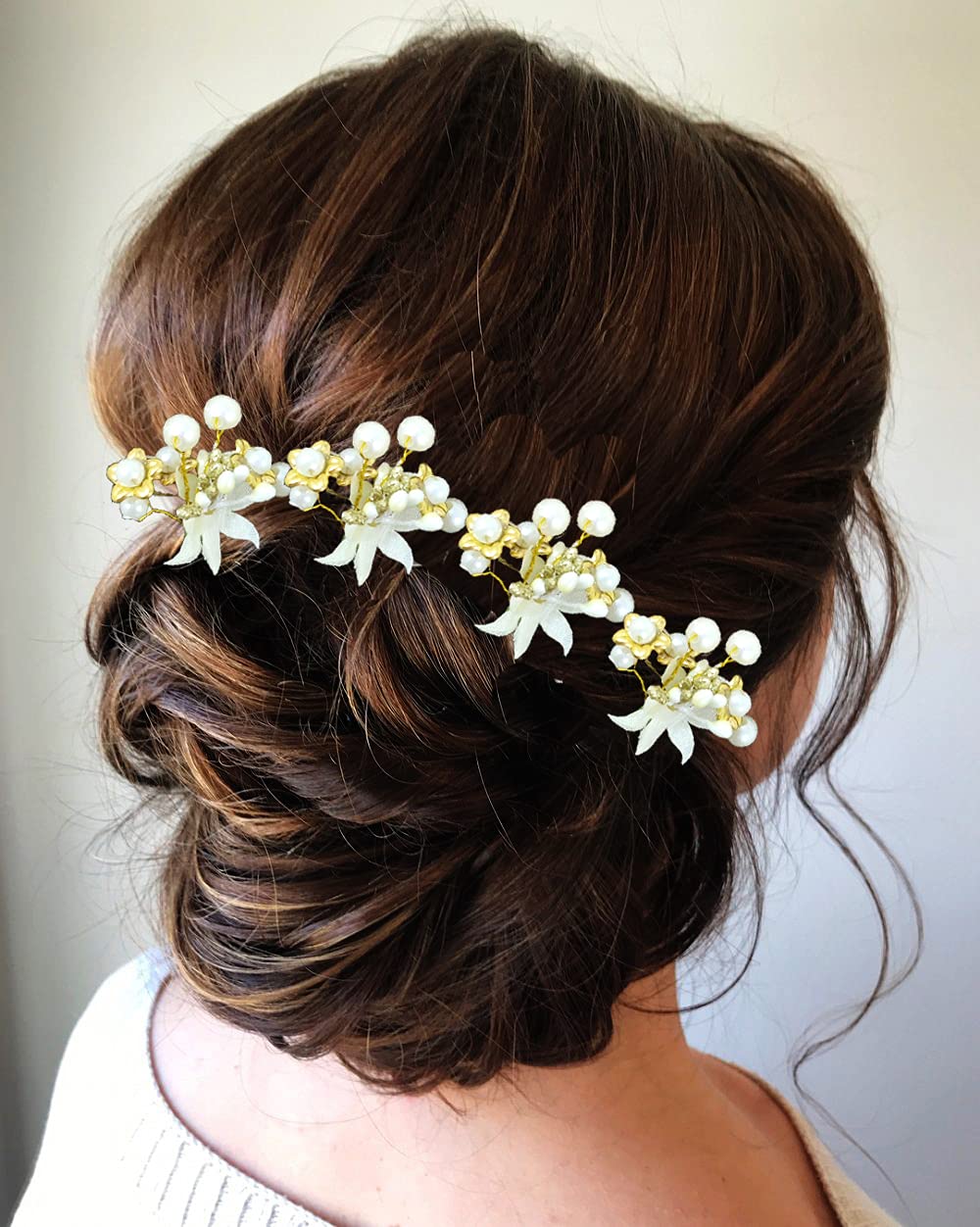 Elegant Pearl Hair Pins for Women - Wedding & Anniversary Hair Accessories (Pack of 8, White) | Perfect for Bridal Hairstyles, Prom, and Special Occasions