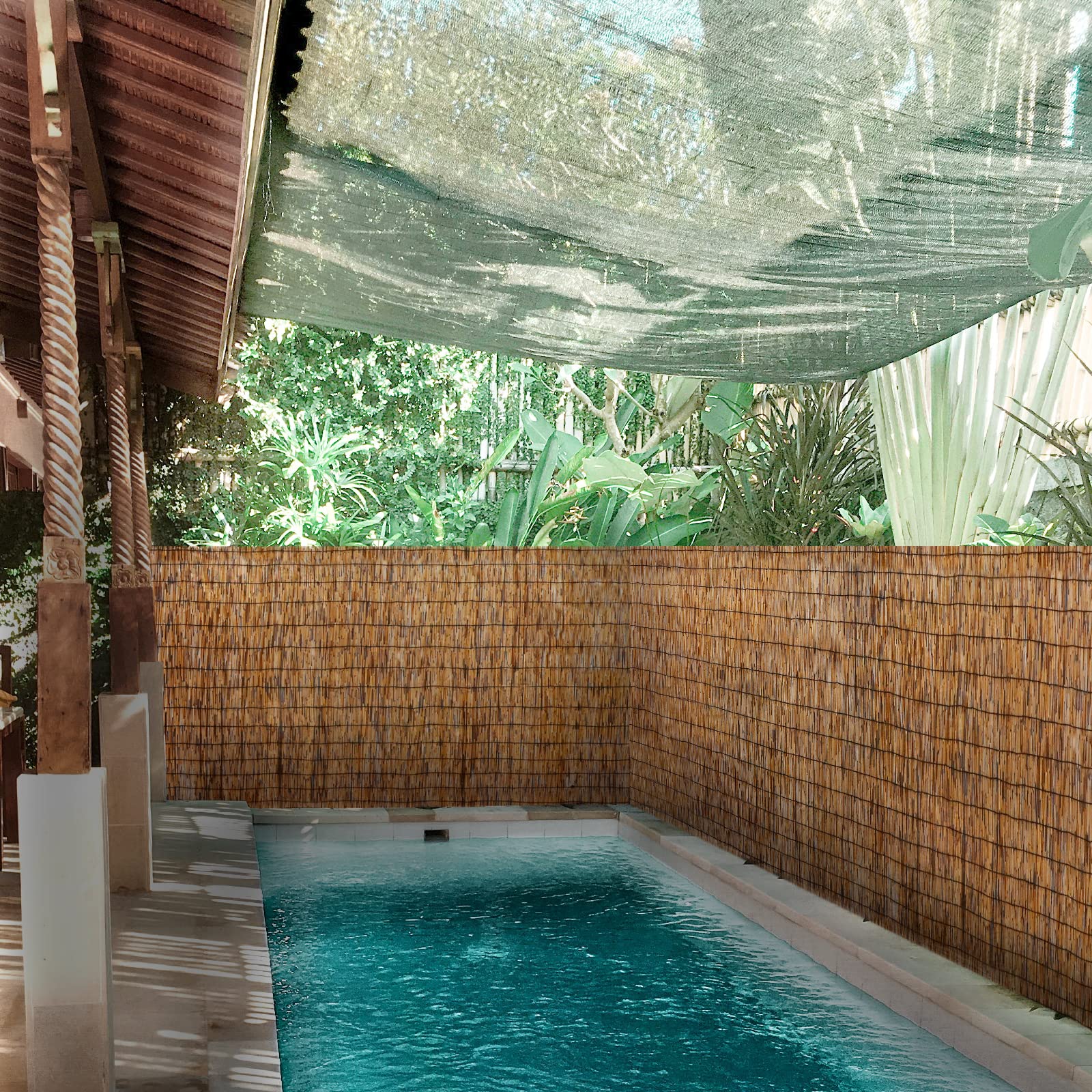 ZNCMRR Natural Bamboo Fencing Roll 6FT x 16.4FT - Decorative Reed Privacy Screen Panel for Balcony, Patio, Garden, Backyard | Indoor/Outdoor Use (Brown) | Perfect for Creating Tropical Privacy Walls & Landscape Borders