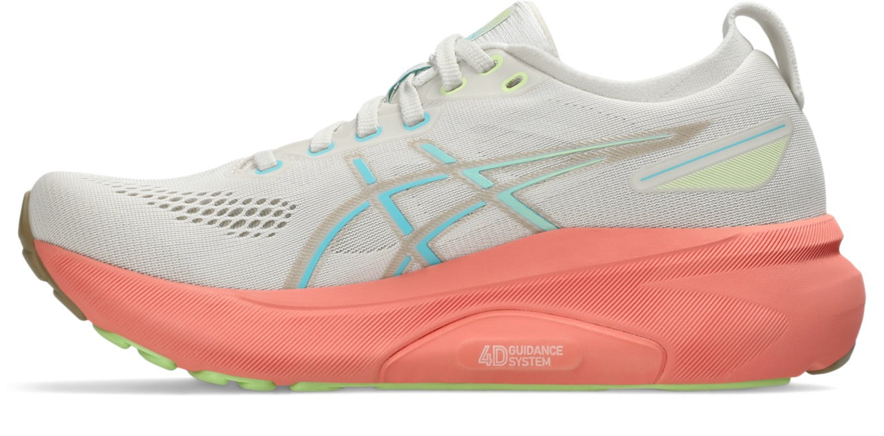 ASICS Women's GEL-Kayano 31 Running Shoes - Lightweight Stability Sneakers for Women with Cushioning Support (Birch/Energy Aqua) - Perfect for Road Running, Jogging & Gym Workouts