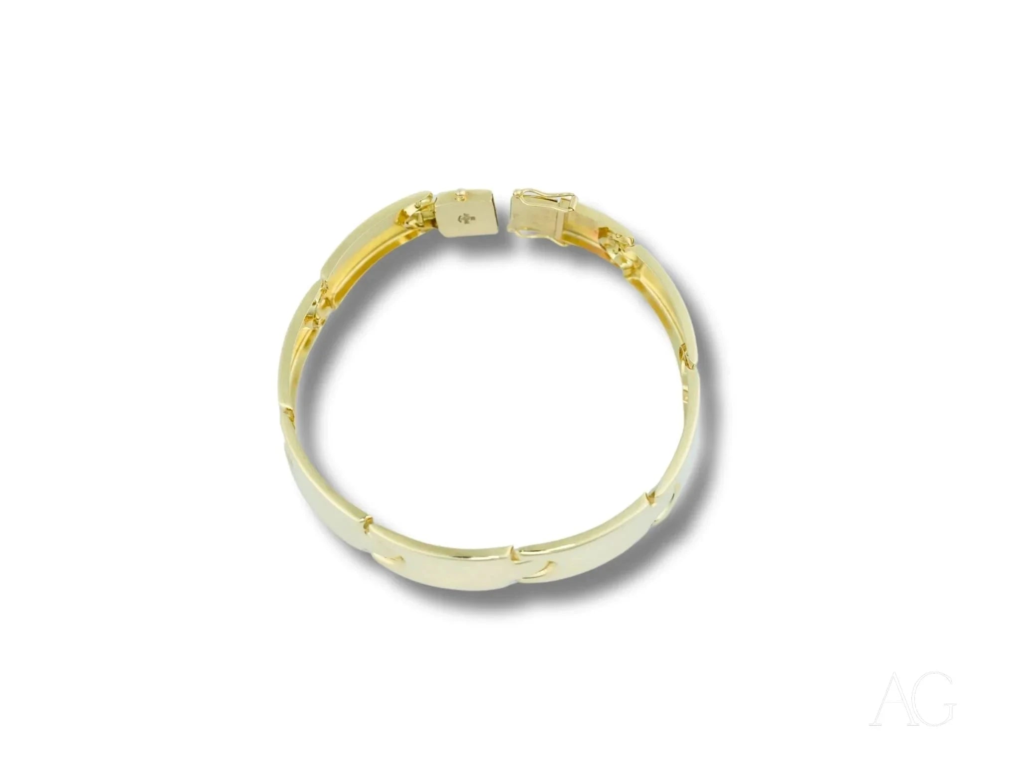 18K Solid Gold Men's Bracelet - Luxurious Open Box Clasp Design for Gifts, Weddings & Special Occasions