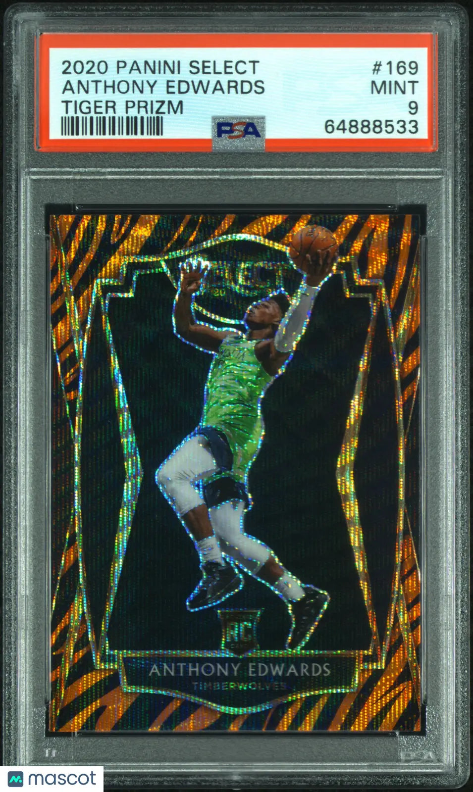 2020 Panini Select Basketball Anthony Edwards Rookie Tiger Prizm PSA 9 Graded Card - Perfect for NBA Collectors, Sports Memorabilia Enthusiasts & Investment Portfolio