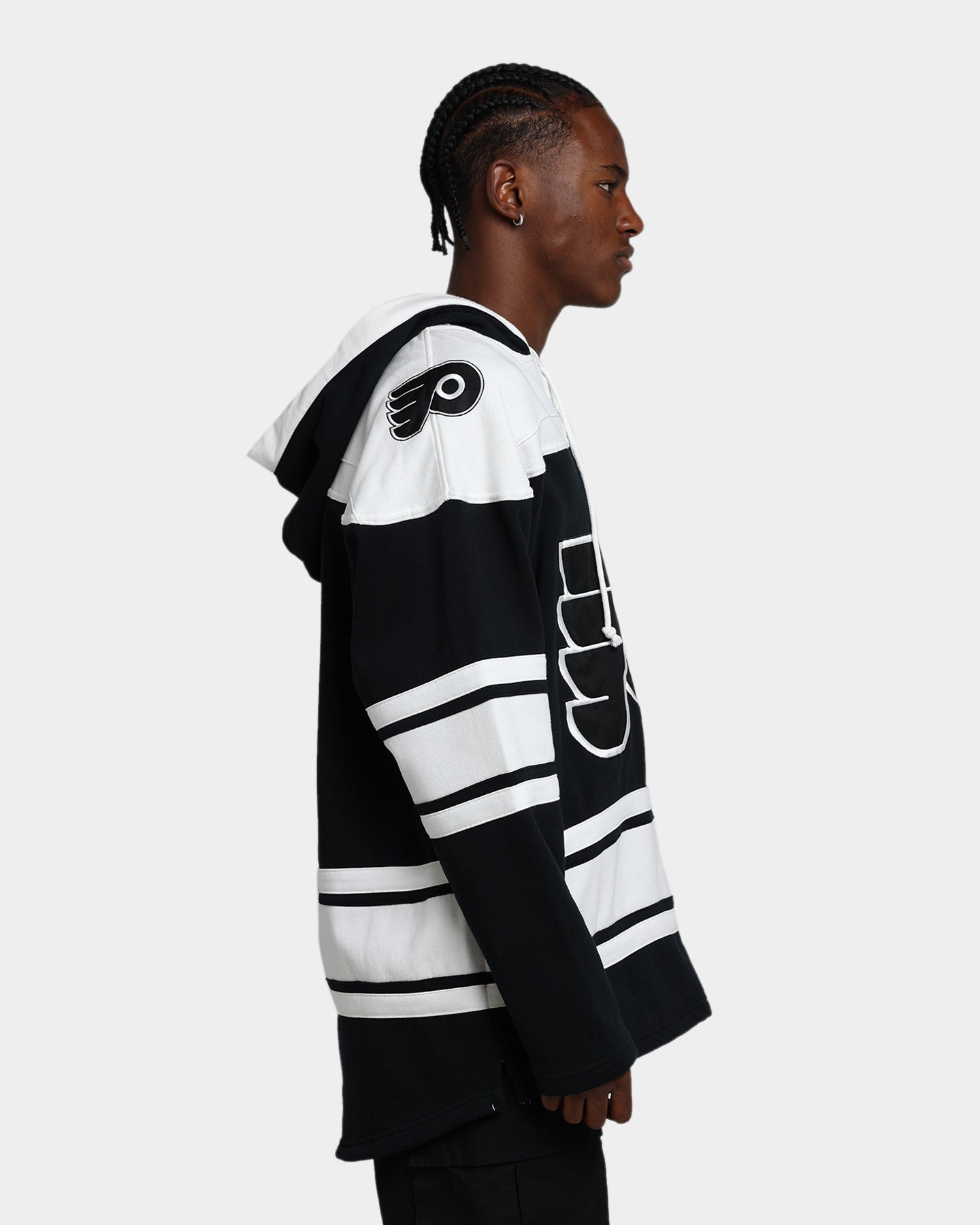 47 Brand Philadelphia Flyers Superior Lacer Hoodie - Men's NHL Team Zip-Up Sweatshirt - Jet Black - Warm & Comfortable for Game Day & Casual Wear