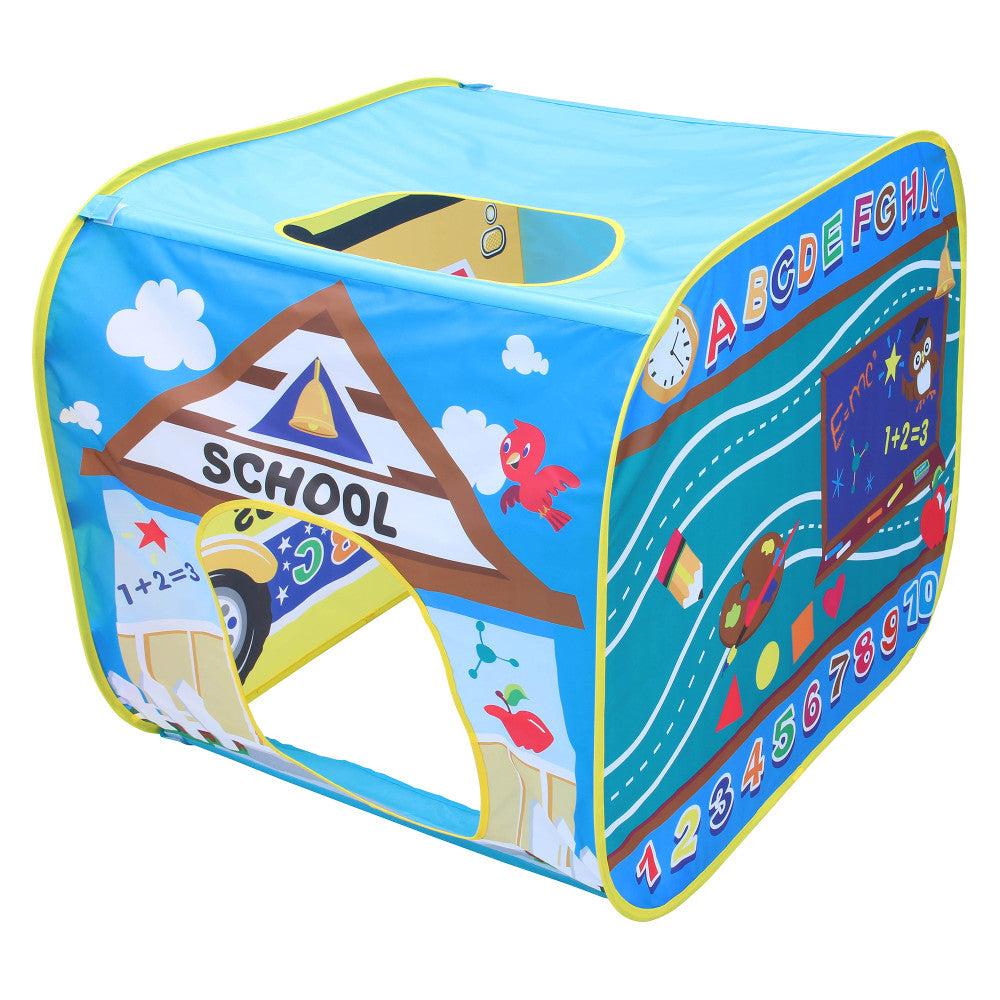 Banzai My Little School House Play Tent - Interactive Learning & Pretend Play for Kids | Indoor Educational Toy for Toddlers & Preschoolers | Perfect for Classroom, Playroom & Home Learning Activities