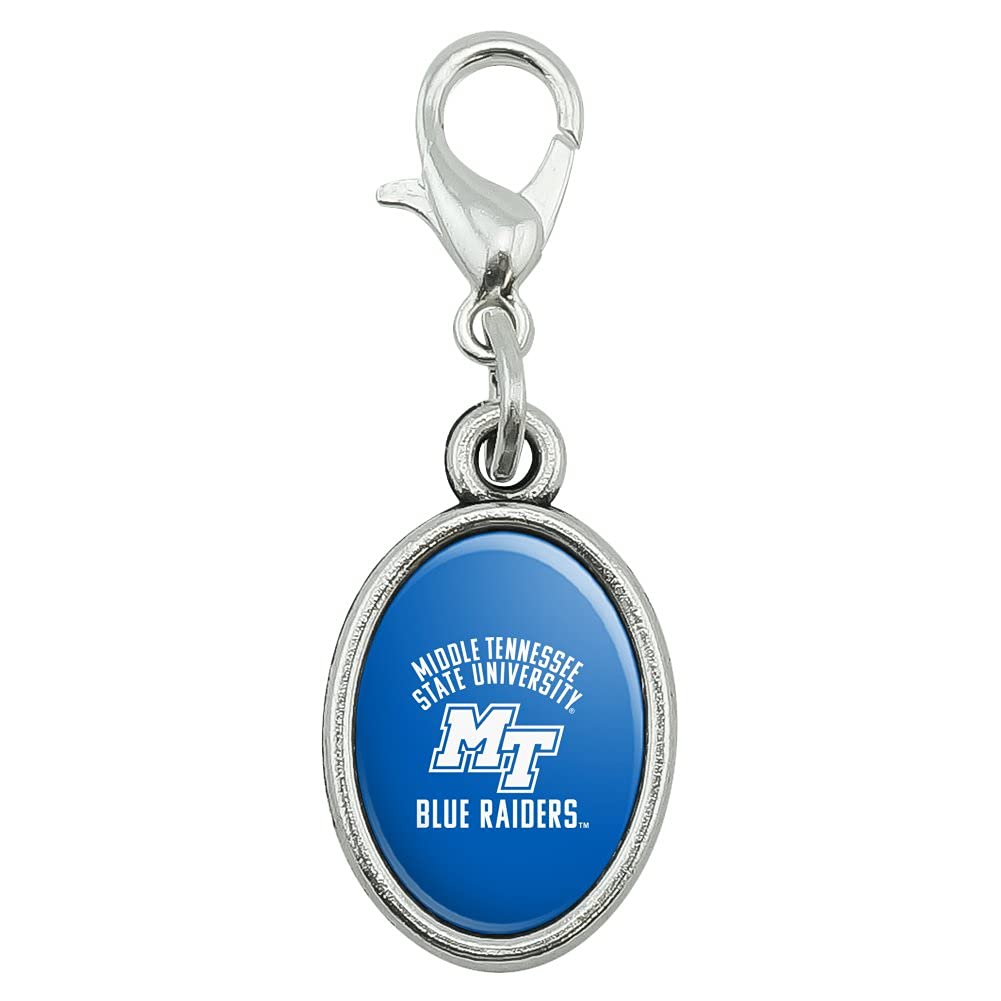 MTSU Blue Raiders Vintage Bracelet Charm - Antique Style Pendant with Lobster Clasp for Jewelry Making, Zipper Pull Accessory - Perfect for Game Day, School Spirit & DIY Craft Projects