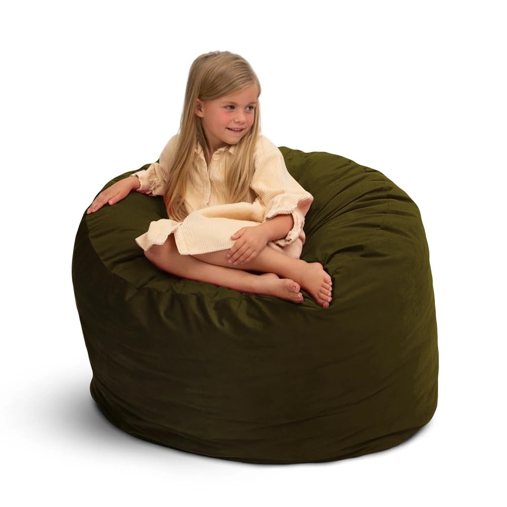 ULTIMATE SACK 3ft Oversized Bean Bag Chair for Adults - Premium Olive Suede Lounge Furniture | Perfect for Living Room, Game Room & Dorm Relaxation