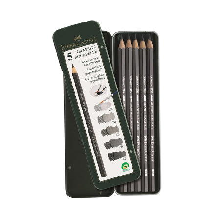 5 Pack Professional Graphite Aquarelle Pencils 3.8mm - Perfect for Sketching, Watercolor Painting & Mixed Media Art