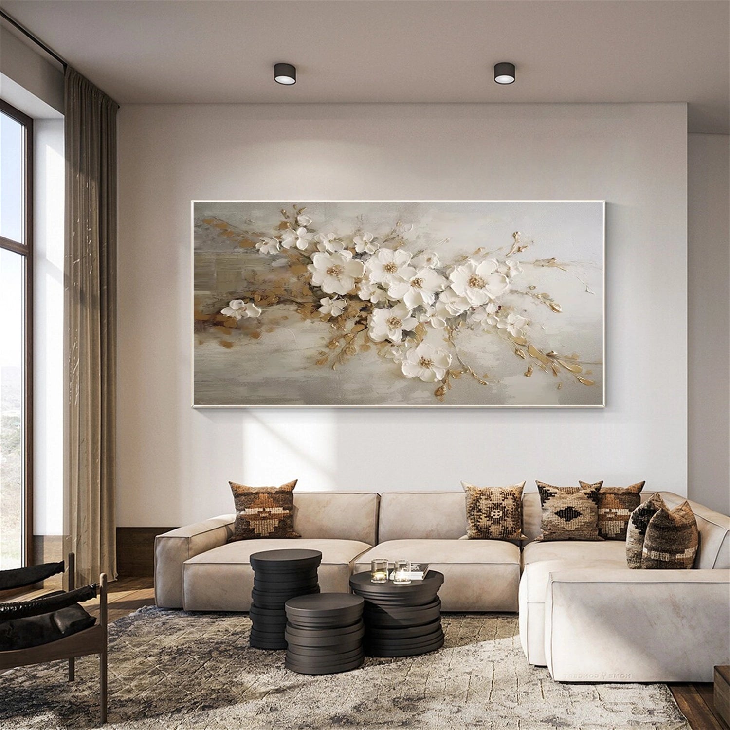 Flower and Tree Painting #FT179 - Handmade Canvas Wall Art for Home Decor, Office, Living Room & Bedroom