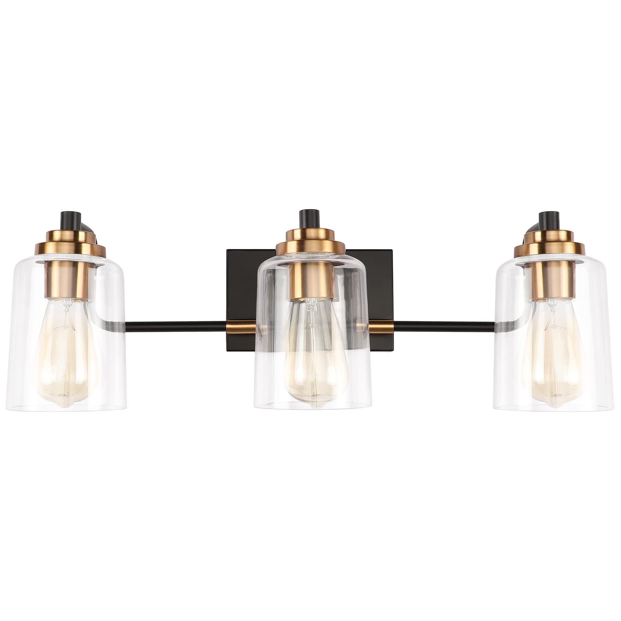 Vintage 3-Light Bathroom Vanity Light Fixture - Black Brass Wall Sconce for Mirror Lighting | Perfect for Modern & Farmhouse Bathroom Decor
