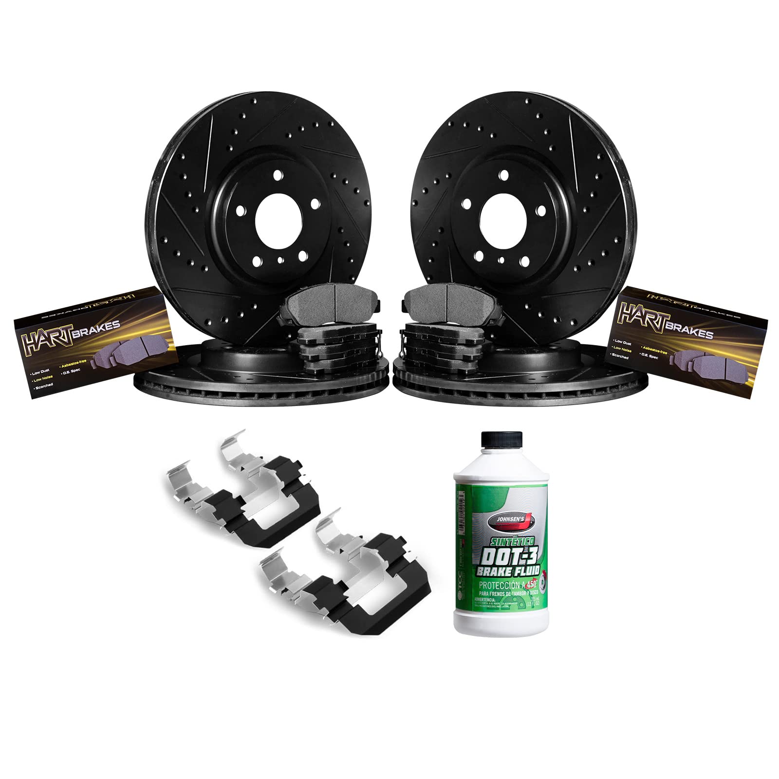Hart Front & Rear Brake Kit - Semi-Metallic Brake Pads & Rotors with Hardware (BHCC.20037.43) | Perfect for Car, Truck & SUV Brake Replacement & Maintenance