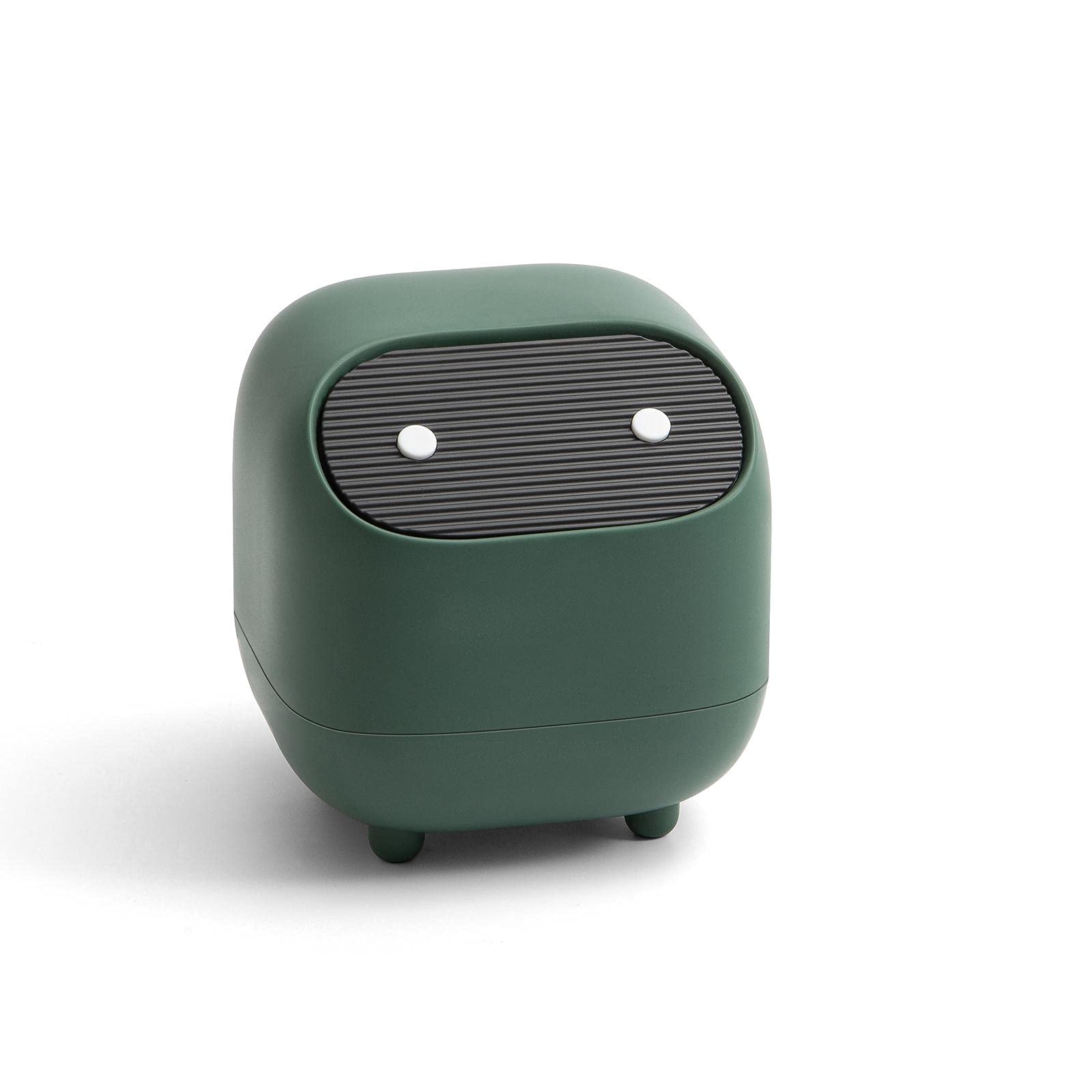 Mini Trash Can with Lid - Cute Ninja Design Small Plastic Garbage Bin for Office Desk, Bathroom Vanity, Coffee Table & Home Decor (Green) | Perfect for Workspace Organization & Waste Disposal