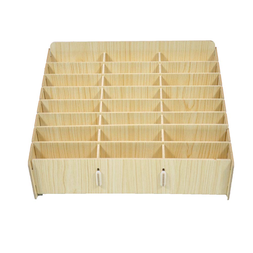 XICHENGSHIDAI 24-Slot Phone Storage Box - Beige Desktop Organizer for Classroom & Office