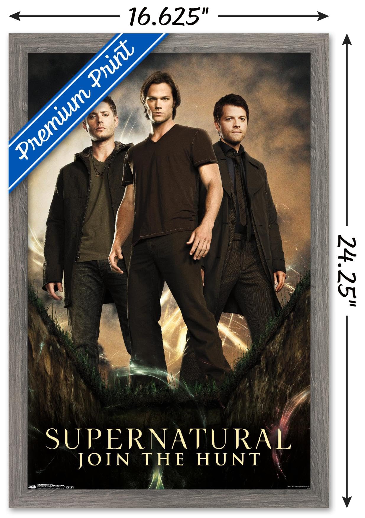 Supernatural TV Show Group Wall Poster - 14.725 x 22.375 Inches Barnwood Framed Version - Perfect for Bedroom, Living Room & Office Decor