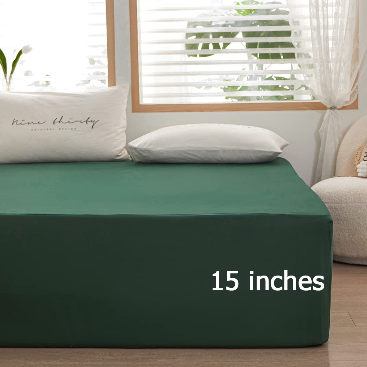 Queen Size Deep Pocket Fitted Sheet - Soft Microfiber Bedding for 15