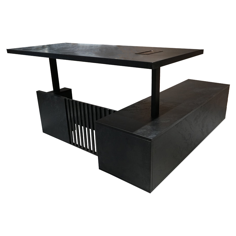 DAXTON 200cm Black Executive Desk with Left Return & Lift Mechanism - Perfect for Home Office & Professional Workspaces