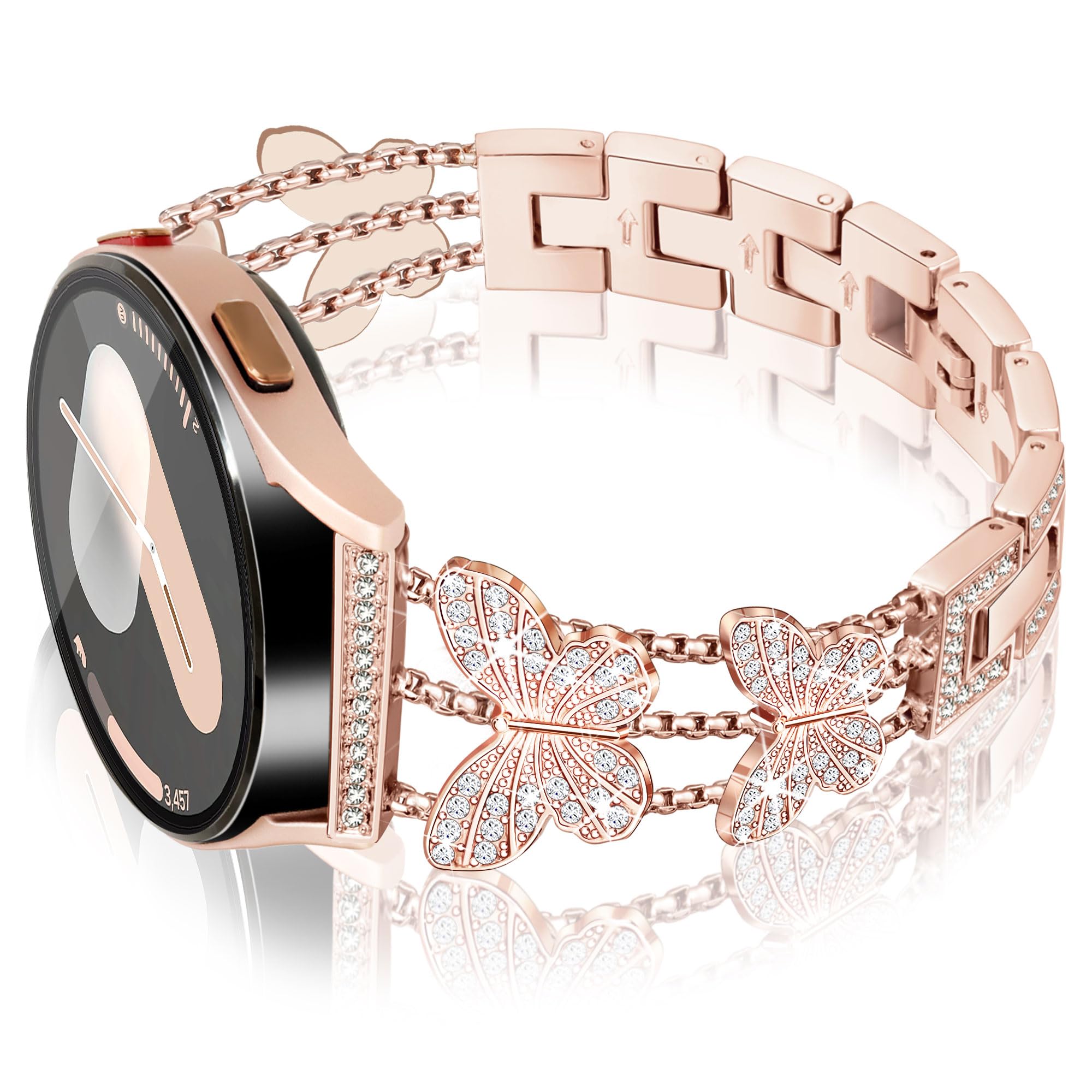 Samsung Galaxy Watch 7/6/5/4 Strap 20mm - Bling Metal Band for Women - Gym & Party Wear