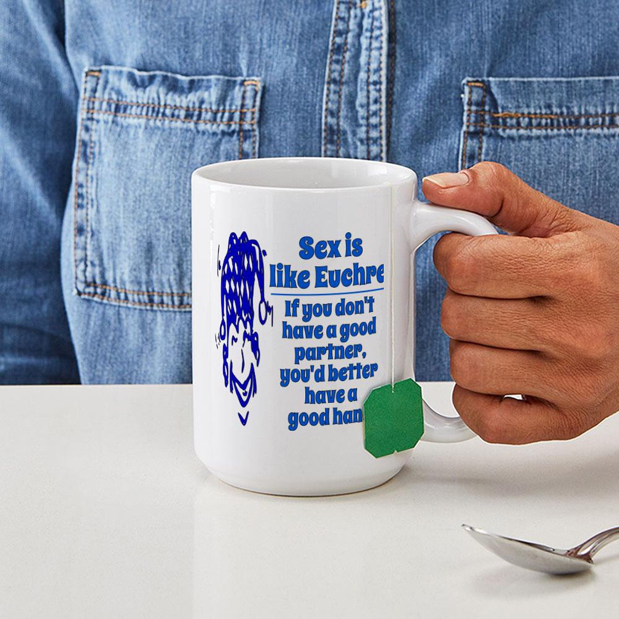 Sex Is Like Euchre Funny 15 oz Ceramic Coffee Mug (444ml) - Large Novelty Tea Cup for Gamers & Card Players - Perfect Gift for Euchre Lovers & Coffee Drinkers