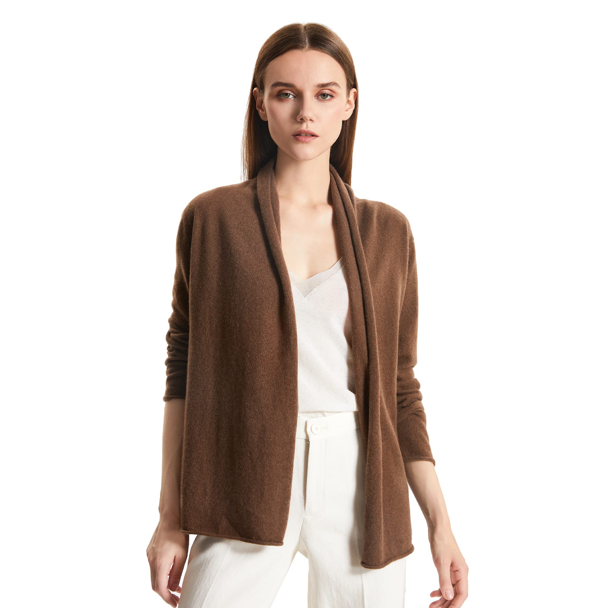 GreenMount Women's Lightweight Recycled Cashmere Cardigan - Long Sleeve Belted Short Sweater for Women | Perfect for Office, Travel & Casual Wear