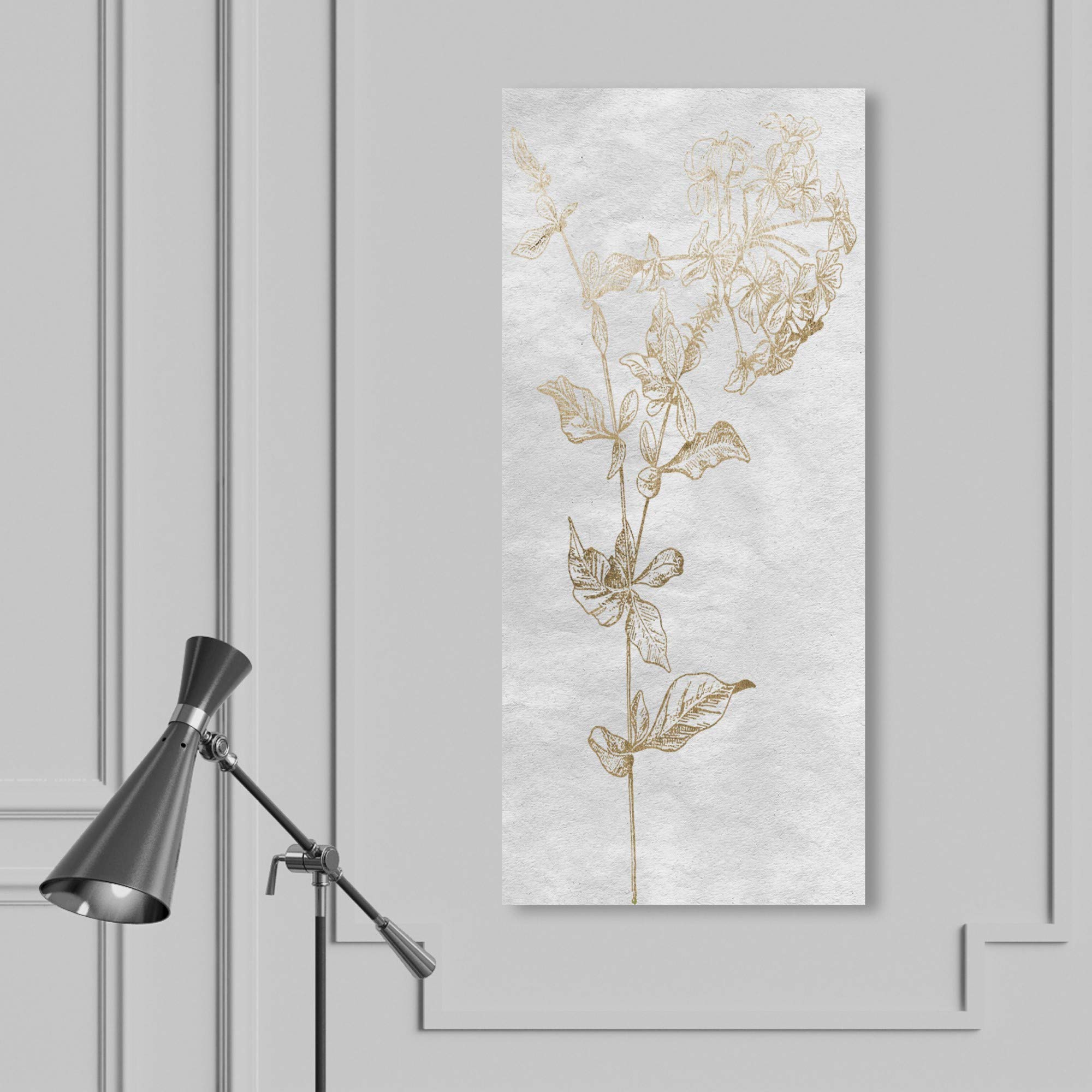 Floral Sketch Vertical Gold Wall Art Canvas Prints by Oliver Gal Artist Co. - Elegant Home Decor for Living Room, Bedroom & Office