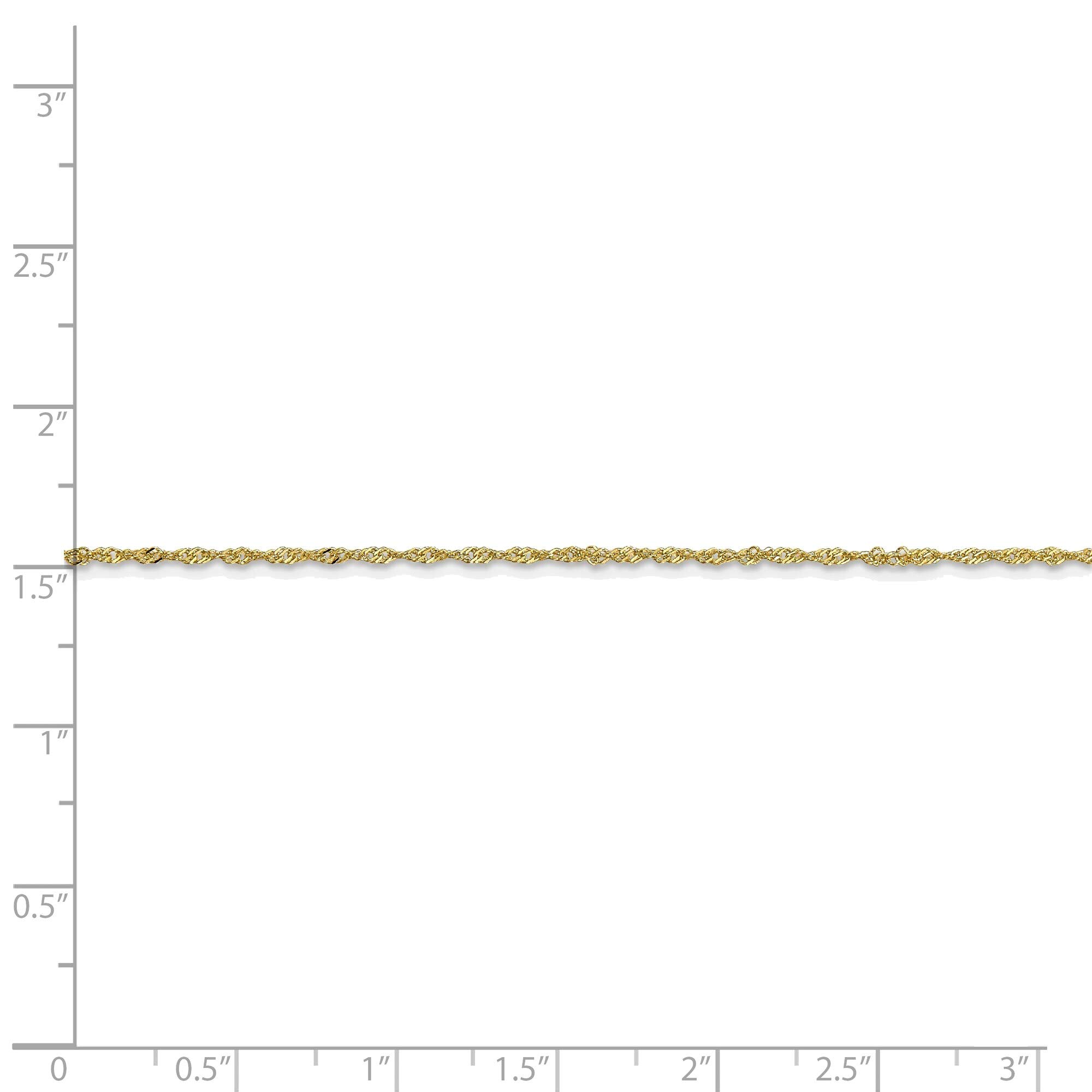 Bonyak 10K Yellow Gold Singapore Chain Necklace 1.10mm - Perfect for Layering, Gift Giving & Everyday Elegance