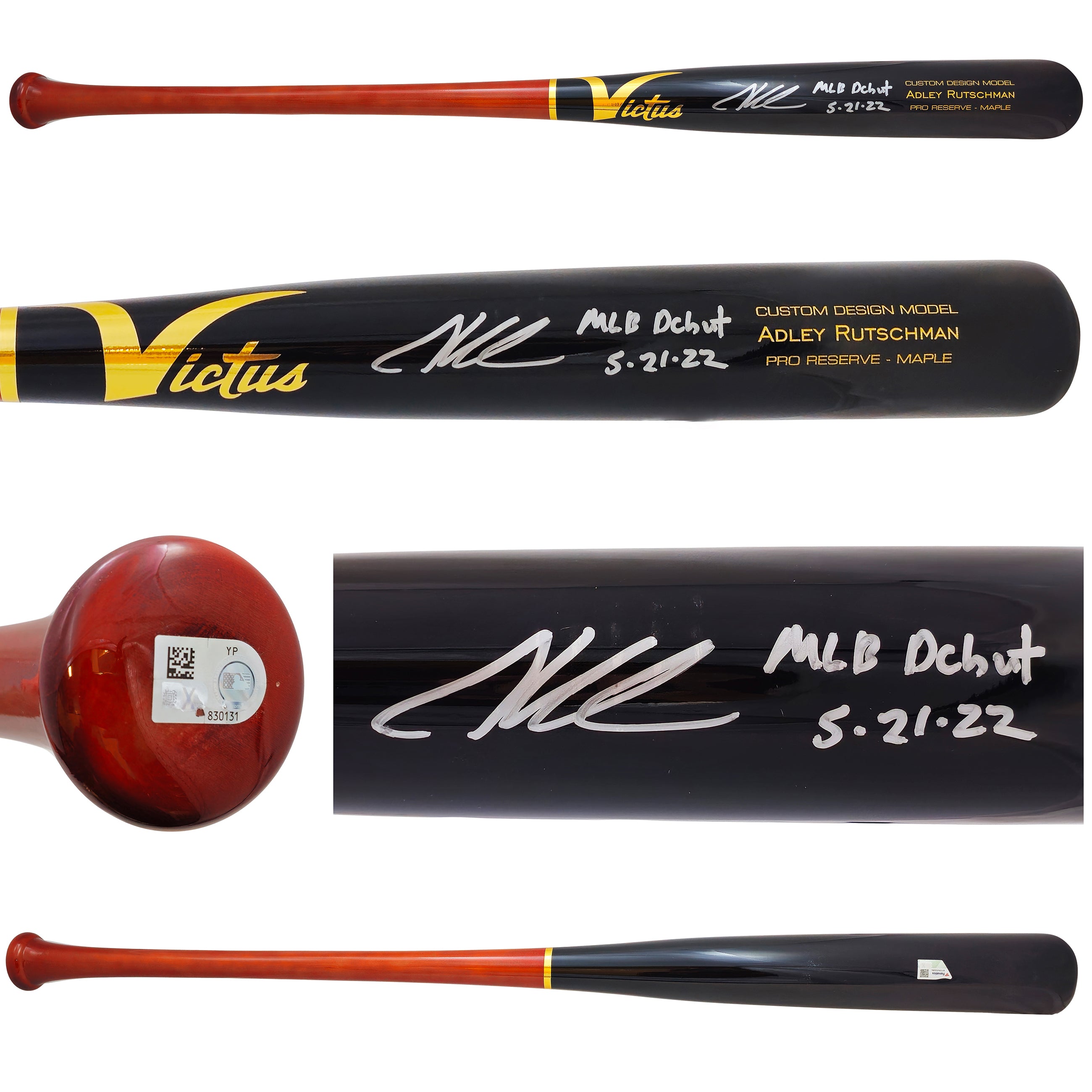 Adley Rutschman Autographed Black Victus Player Model Baseball Bat - Baltimore Orioles MLB Debut 5/21/22 - Fanatics & MLB Hologram - Perfect for Collectors, Fans, and Game Room Displays